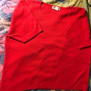 Dress barn square neck short sleeve red cotton blend sweater